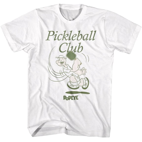 Popeye Pickleball Club Men's T Shirt (White, AdultL)