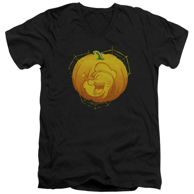 Popeye Pop O Lantern Adult V-Neck T-Shirt 30/1 T-Shirt Black