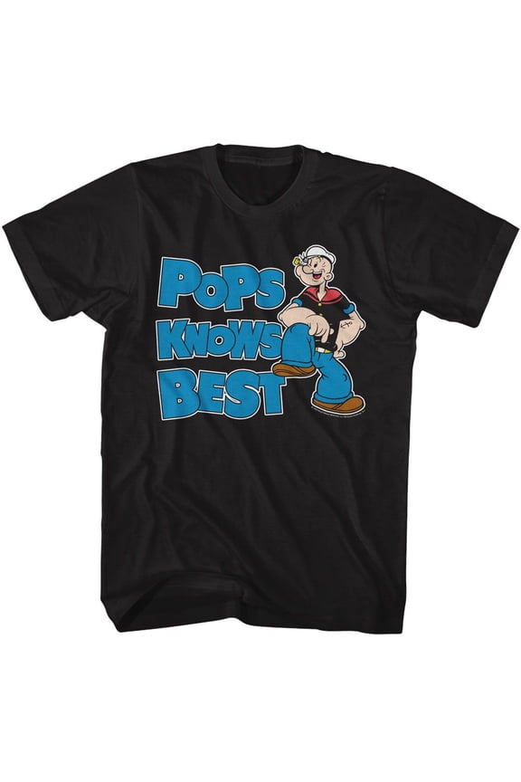 Popeye Pops Knows Best Black Adult T-Shirt Xlt