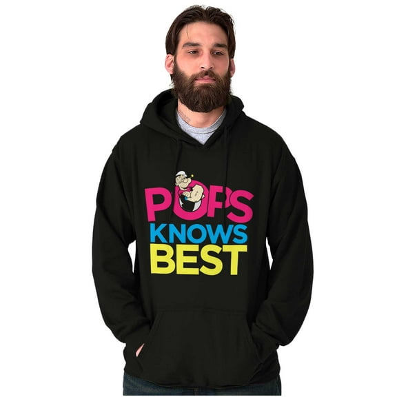 Popeye Pops Knows Best Dad Father Hoodie Hooded Sweatshirt Men Brisco Brands S