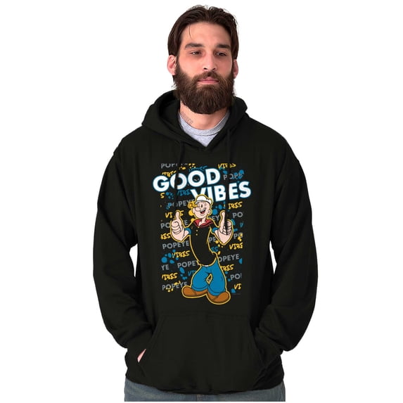 Popeye Positive Vibes Sailor Cartoon Hoodie Sweatshirt Women Men Brisco Brands S