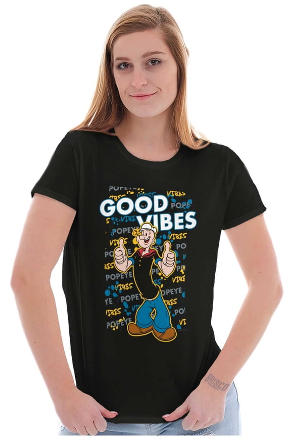 Positive Vibes Sailor Cartoon Women's T Shirt Ladies Tee Brisco Brands L