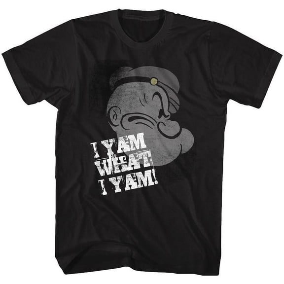 Popeye Profile I Yam Black Adult T-Shirt 3Xl