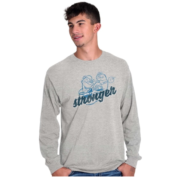 Popeye Push Yer Limits Get Stronger Unisex Plus Size Long Sleeve Shirt Brisco Brands 3X