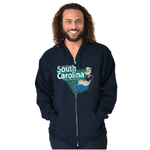 Popeye Relax in South Carolina SC Unisex Plus Size Zip Hoodie Brisco Brands 2X