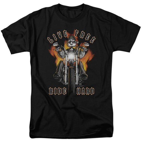 Popeye Ride Hard Adult 18/1 T-Shirt Black