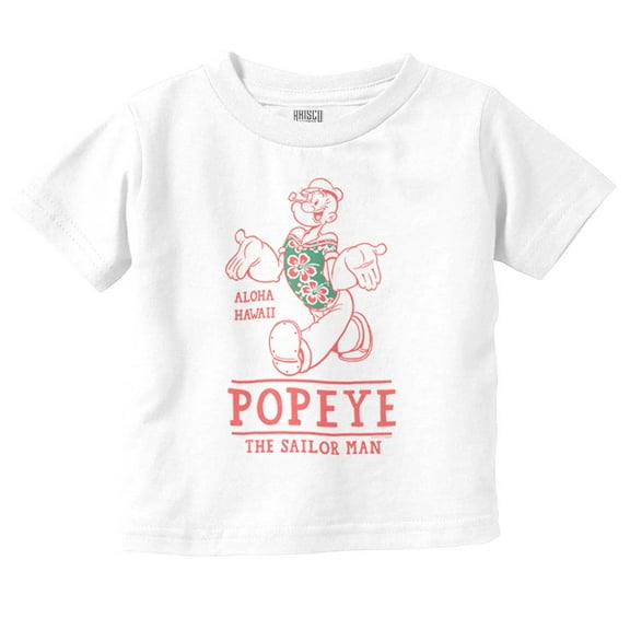 Popeye Sailor Aloha Hawaii Cartoon Toddler Boy Girl T Shirt Infant Toddler Brisco Brands 3T