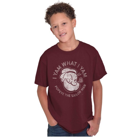 Popeye Sailor Man Quote What I Yam Crewneck T Shirts Boy Girl Teen Brisco Brands X