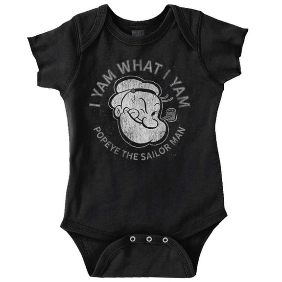 Popeye Sailor Man Quote What I Yam Romper Boys or Girls Infant Baby Brisco Brands 12M