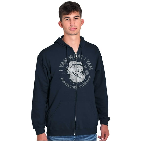 Popeye Sailor Man Quote What I Yam Unisex Plus Size Zip Hoodie Brisco Brands 5X