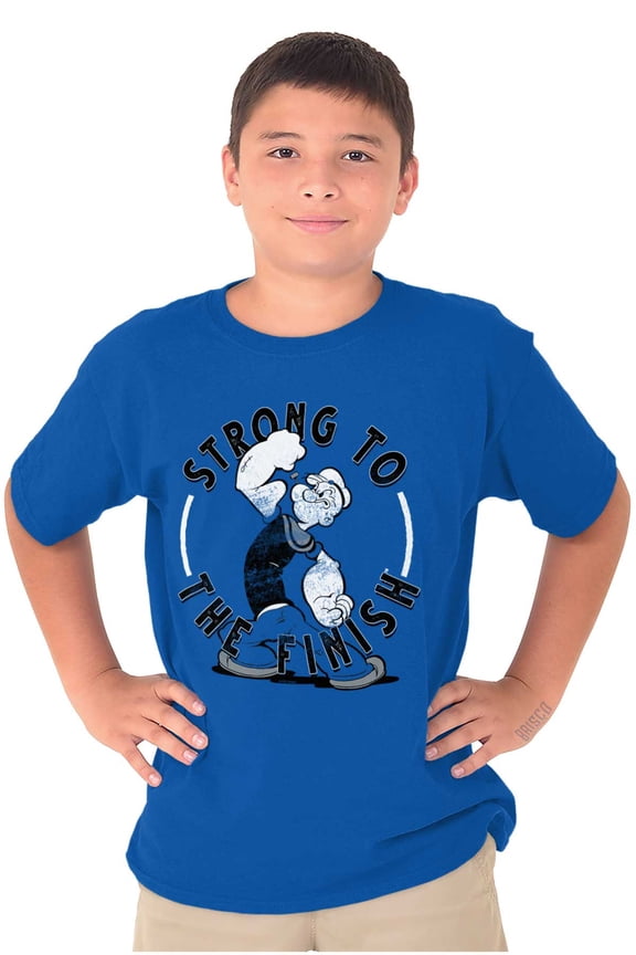 Popeye Sailor Man Strong To Finish Crewneck T Shirts Boy Girl Teen Brisco Brands M