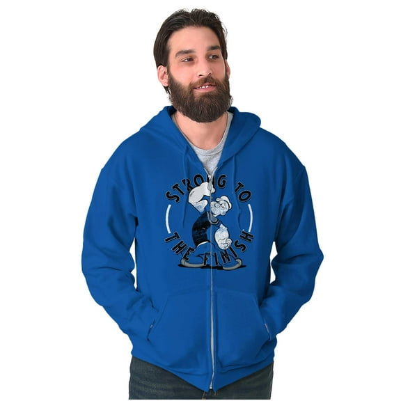 Popeye Sailor Man Strong To Finish Unisex Plus Size Zip Hoodie Brisco Brands 5X