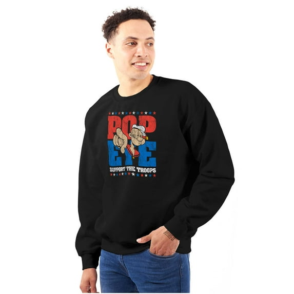 Popeye Sailor Man Support the Troops Sweatshirt for Men or Women Brisco Brands S