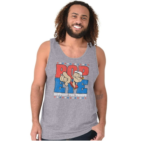 Popeye Sailor Man Support the Troops Tank Top T Shirts Men Women Brisco Brands X