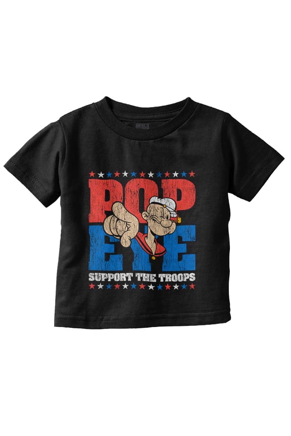 Popeye Sailor Man Support the Troops Toddler Boy Girl T Shirt Infant Toddler Brisco Brands 12M