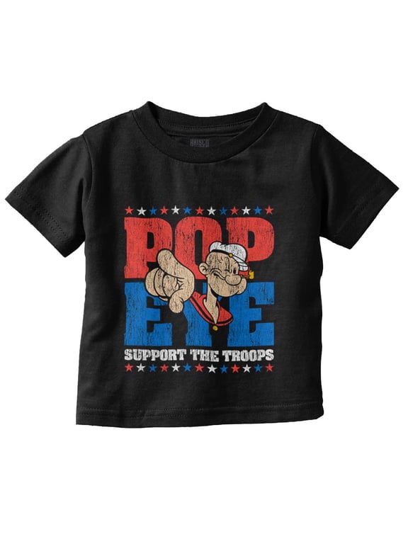 Popeye Sailor Man Support the Troops Toddler Boy Girl T Shirt Infant Toddler Brisco Brands 18M