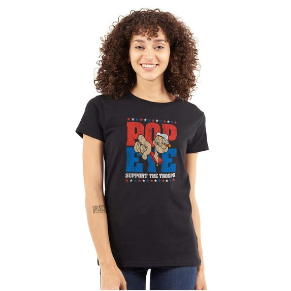 Popeye Sailor Man Support the Troops Women's T Shirt Ladies Tee Brisco Brands M