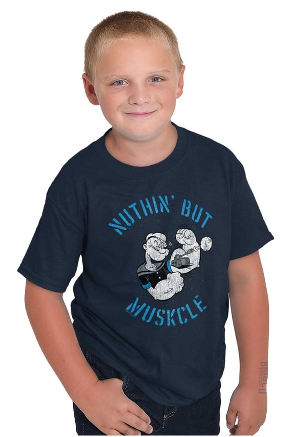 Popeye Sailor Nuthin But Muskcle Cool Boys Kids T Shirt Tees Tops Teen Brisco Brands XS