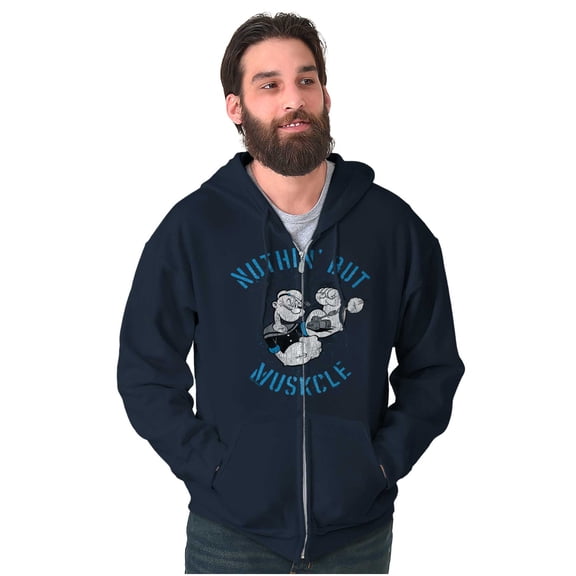 Popeye Sailor Nuthin But Muskcle Cool Men Big & Tall Zip Hoodie Brisco Brands 5X