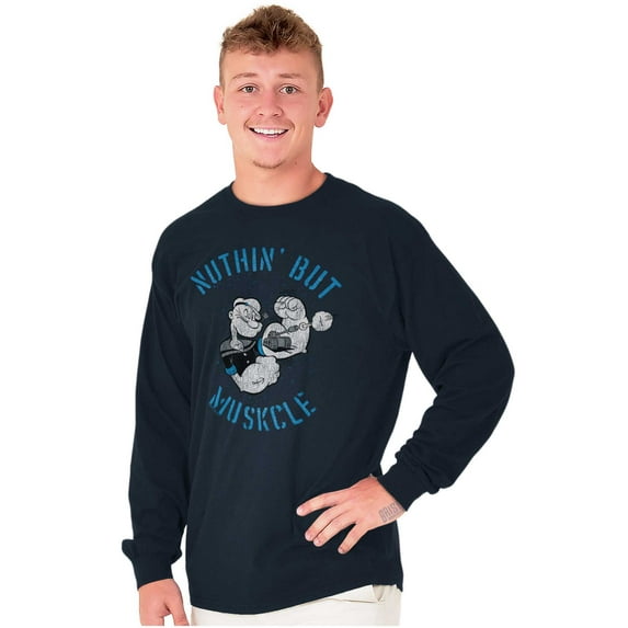 Popeye Sailor Nuthin But Muskcle Cool Men's Long Sleeve Tee T Shirt Brisco Brands S
