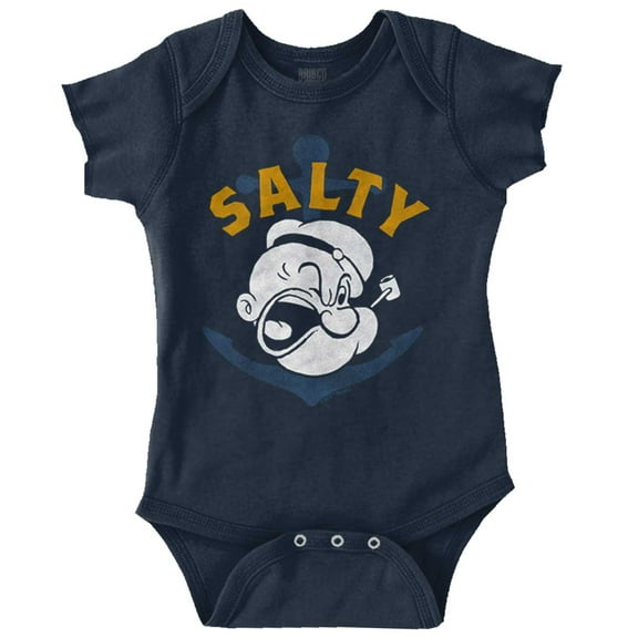 Popeye Sailor Salty Attitude Funny Romper Boys or Girls Infant Baby Brisco Brands 24M