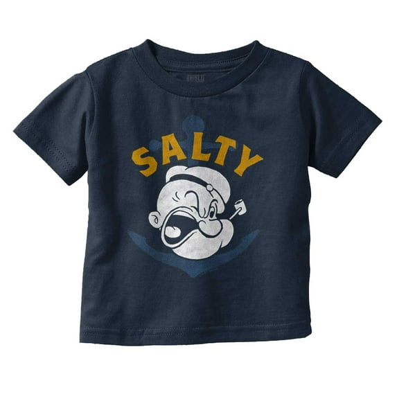 Popeye Sailor Salty Attitude Funny Toddler Boy Girl T Shirt Infant Toddler Brisco Brands 12M