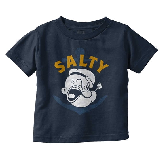Popeye Sailor Salty Attitude Funny Toddler Boy Girl T Shirt Infant Toddler Brisco Brands 18M