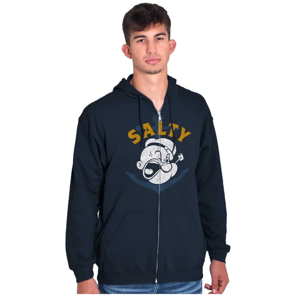 Popeye Sailor Salty Attitude Funny Unisex Plus Size Zip Hoodie Brisco Brands 2X