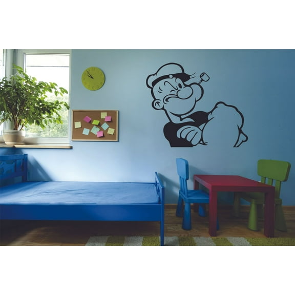 Popeye the Sailorman Character Spinach Olive Cartoon Wall Sticker Art Decal for Girls Boys Room Bedroom Nursery Kindergarten House Fun Home Decor Stickers Wall Art Vinyl Decoration Size (8x10 inch)