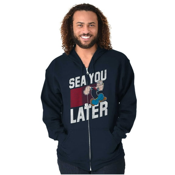 Popeye Sea You Later Funny Beach Pun Unisex Plus Size Zip Hoodie Brisco Brands 5X