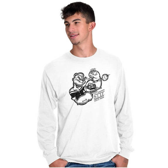 Popeye Sketch Old School Tattoo Style Long Sleeve TShirt Men Women Brisco Brands L