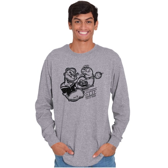 Popeye Sketch Old School Tattoo Style Long Sleeve TShirt Men Women Brisco Brands S