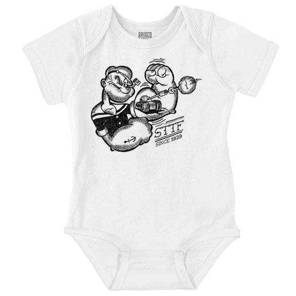 Popeye Sketch Old School Tattoo Style Romper Boys or Girls Infant Baby Brisco Brands 24M