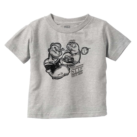 Popeye Sketch Old School Tattoo Style Toddler Boy Girl T Shirt Infant Toddler Brisco Brands 12M