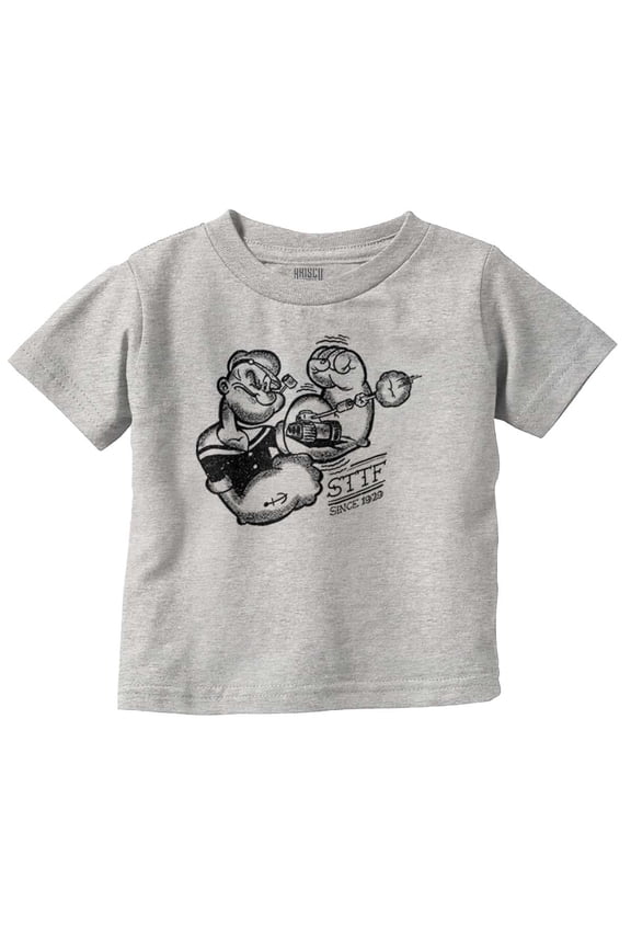 Popeye Sketch Old School Tattoo Style Toddler Boy Girl T Shirt Infant Toddler Brisco Brands 12M