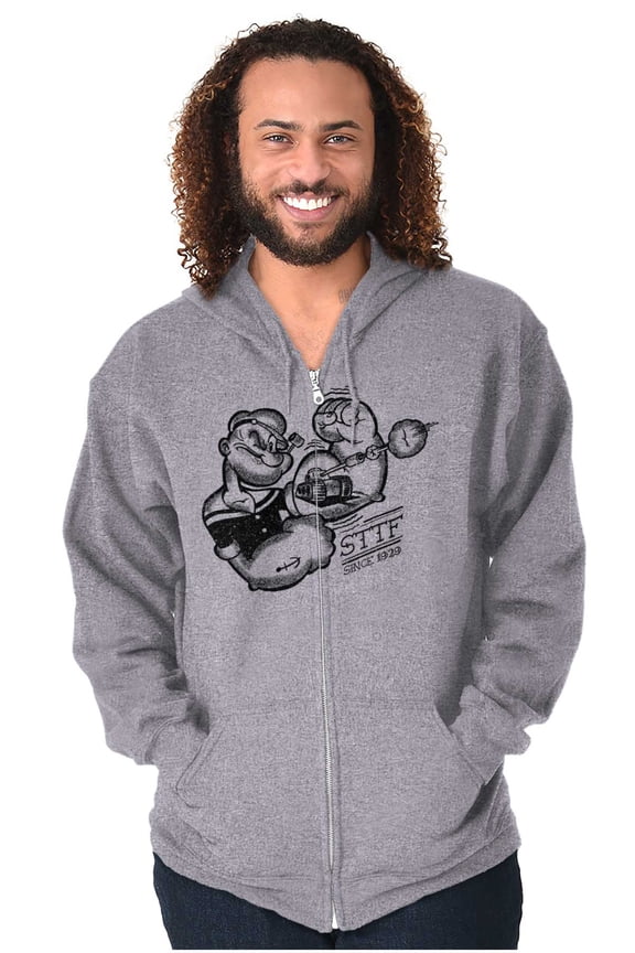 Popeye Sketch Old School Tattoo Style Zip Up Hoodie Men's Women's Brisco Brands S
