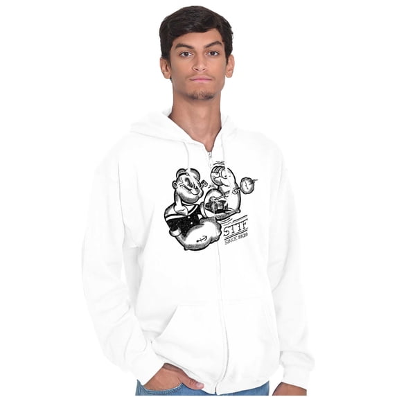 Popeye Sketch Old School Tattoo Style Zip Up Hoodie Men's Women's Brisco Brands X