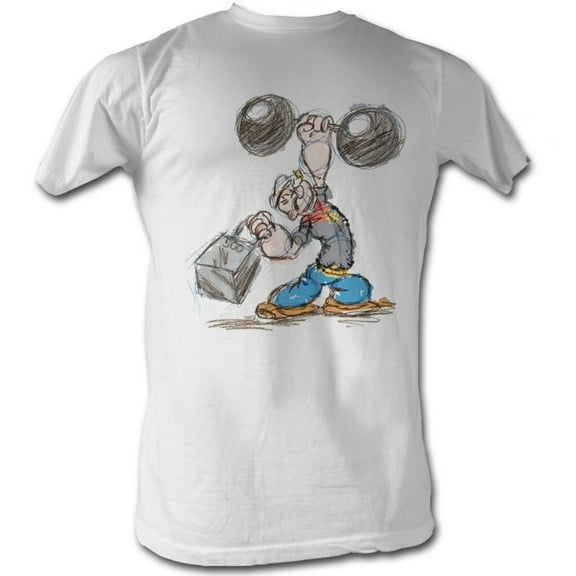Popeye Sketch White Adult T-Shirt