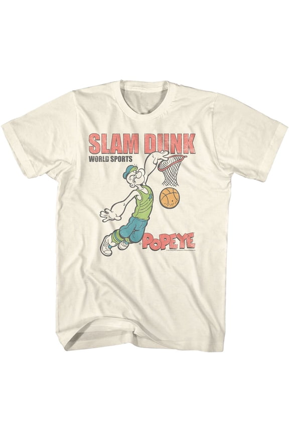 Popeye Slam Dunk Natural Adult T-Shirt