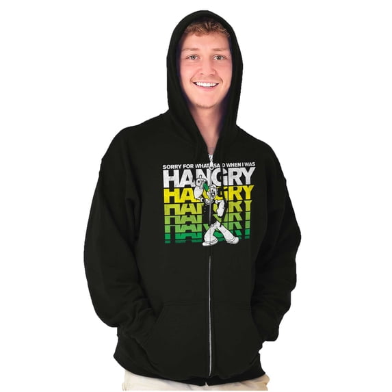 Popeye Sorry I Was Hangry Funny Retro Zip Up Hoodie Men's Women's Brisco Brands M