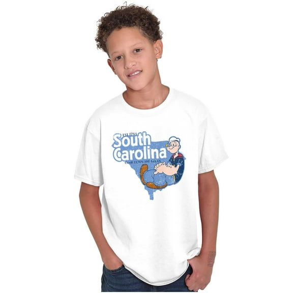 Popeye South Carolina State Cartoon Crewneck T Shirts Boy Girl Teen Brisco Brands S