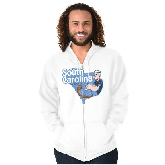 Popeye South Carolina State Cartoon Zip Up Hoodie Men's Women's Brisco Brands 2X