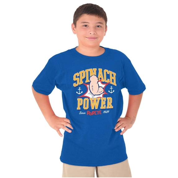 Popeye Spinach Power Since 1929 Crewneck T Shirts Boy Girl Teen Brisco Brands L