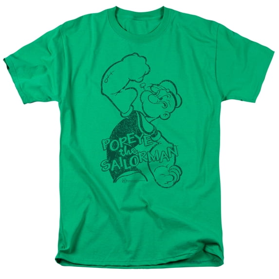 Popeye Spinach Strong Adult 18/1 T-Shirt Kelly Green