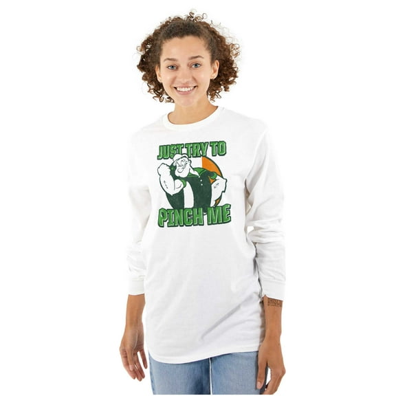 Popeye St Paddys Try To Pinch Me Long Sleeve TShirt Men Women Brisco Brands S