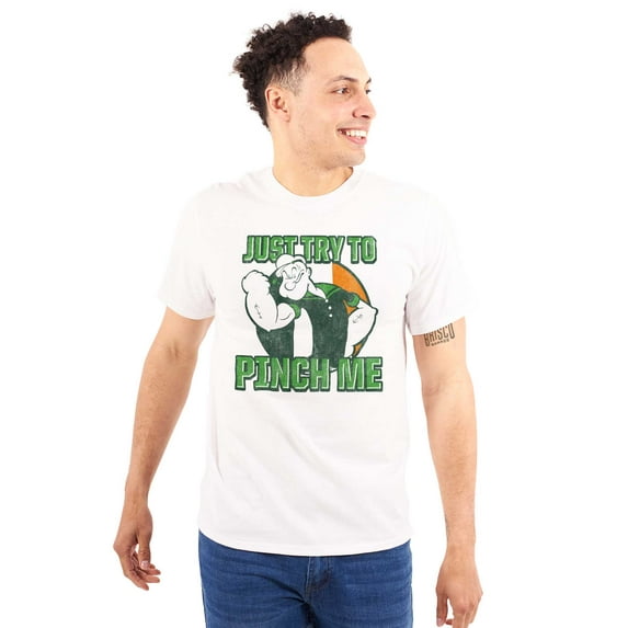 Popeye St Paddys Try To Pinch Me Men's Graphic T Shirt Tees Brisco Brands S