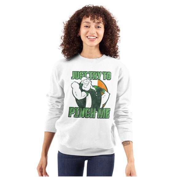 Popeye St Paddys Try To Pinch Me Sweatshirt for Men or Women Brisco Brands S