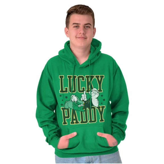 Popeye St Patricks Lucky Paddy Hoodie Hooded Sweatshirt Men Brisco Brands S