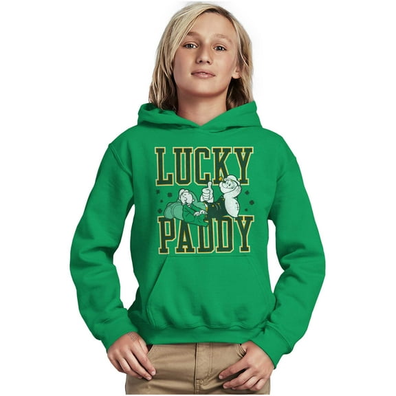 Popeye St Patricks Lucky Paddy Kids Hoodie Sweatshirt Boys Teen Brisco Brands XS
