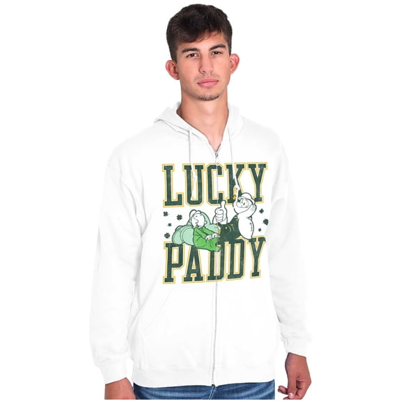 Popeye St Patricks Lucky Paddy Zip Hoodie Sweatshirt Men Brisco Brands X